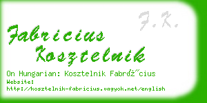 fabricius kosztelnik business card